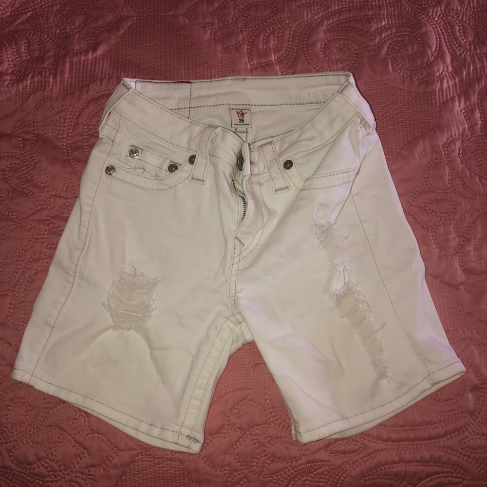 True Religion White Midi Shorts